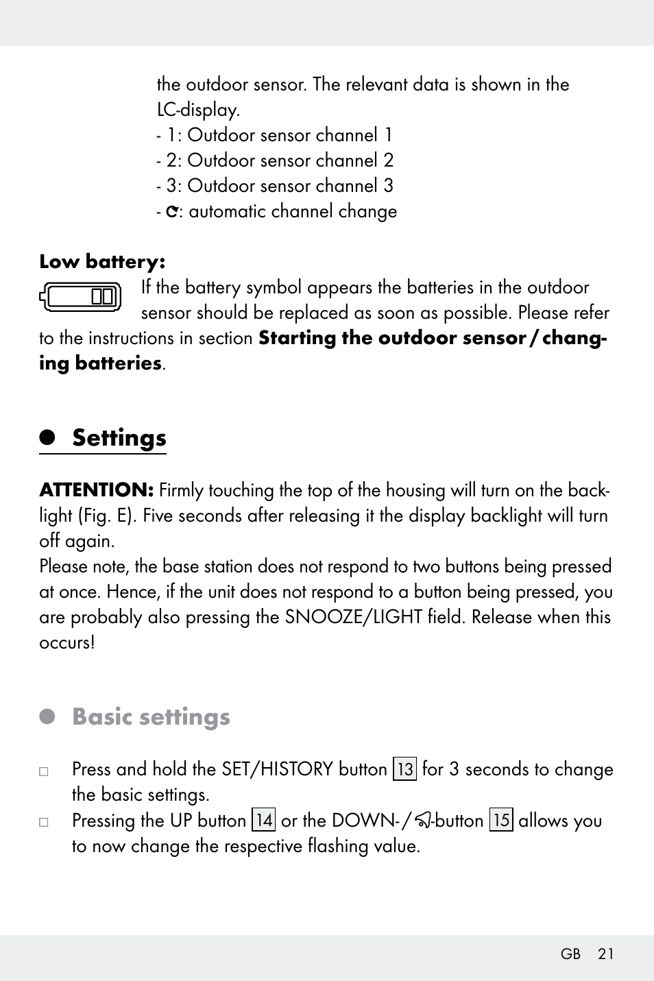 Settings, Basic settings | Auriol Z32171 User Manual | Page 21 / 146