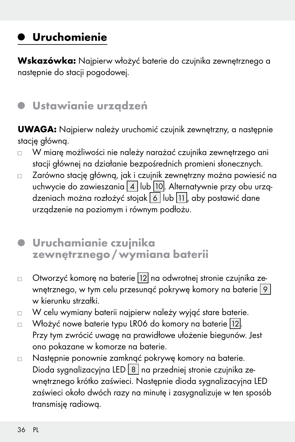 Uruchomienie, Ustawianie urządzeń | Auriol Z32171 User Manual | Page 36 / 146