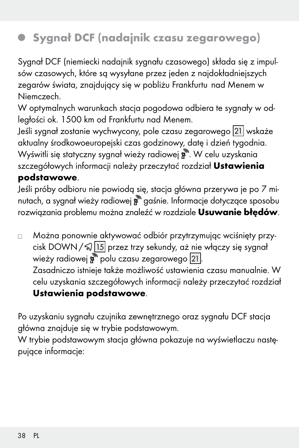 Sygnał dcf (nadajnik czasu zegarowego) | Auriol Z32171 User Manual | Page 38 / 146