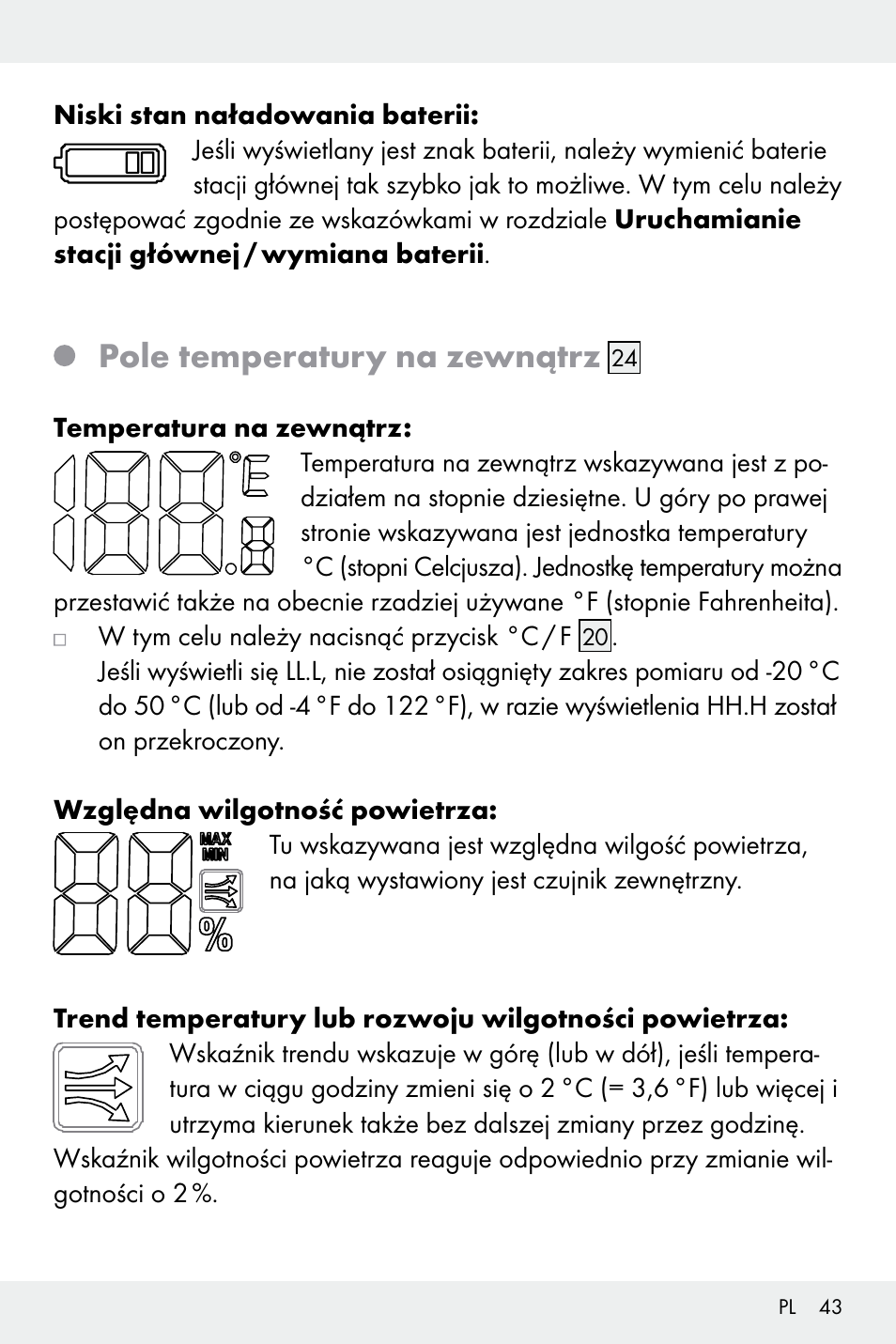 Pole temperatury na zewnątrz | Auriol Z32171 User Manual | Page 43 / 146