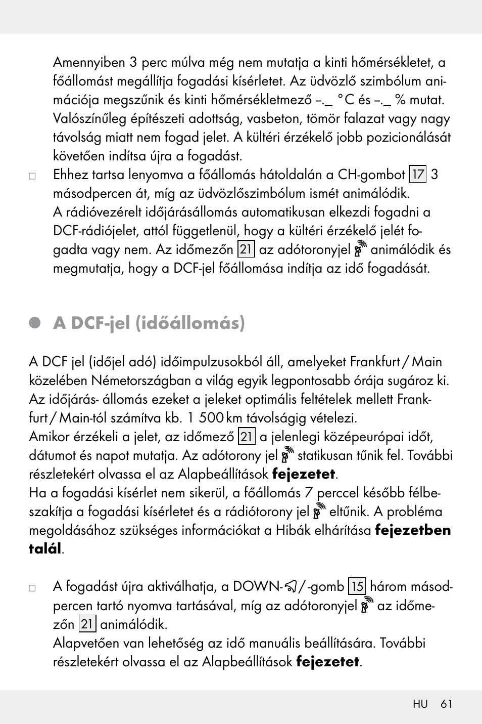 A dcf-jel (időállomás) | Auriol Z32171 User Manual | Page 61 / 146