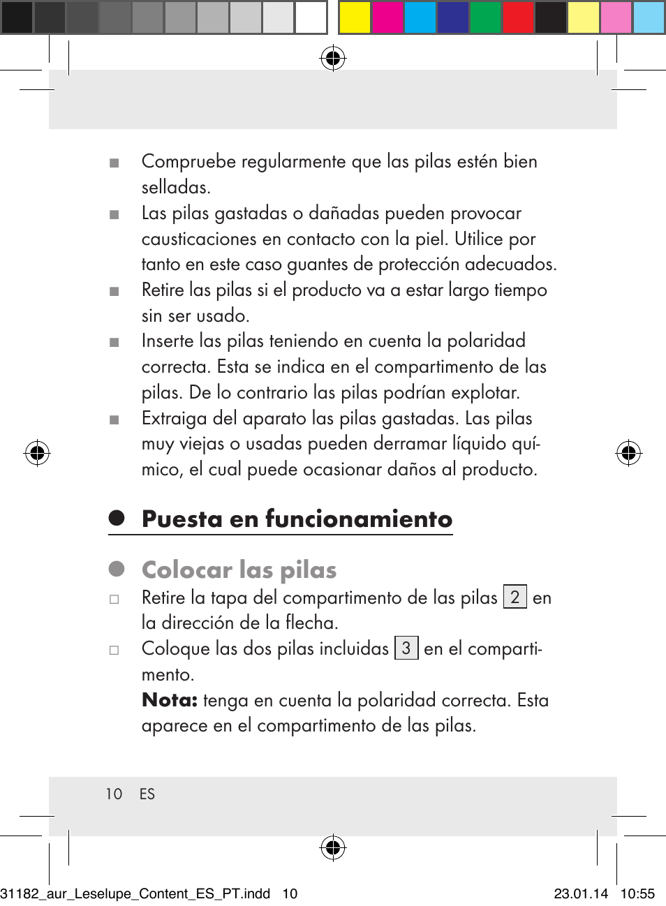 Puesta en funcionamiento, Colocar las pilas | Auriol Z29652A User Manual | Page 10 / 63