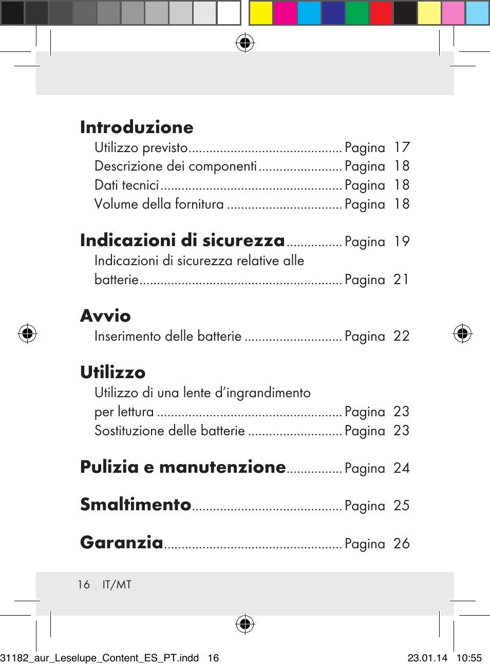 Introduzione, Indicazioni di sicurezza, Avvio | Utilizzo, Pulizia e manutenzione, Smaltimento, Garanzia | Auriol Z29652A User Manual | Page 16 / 63