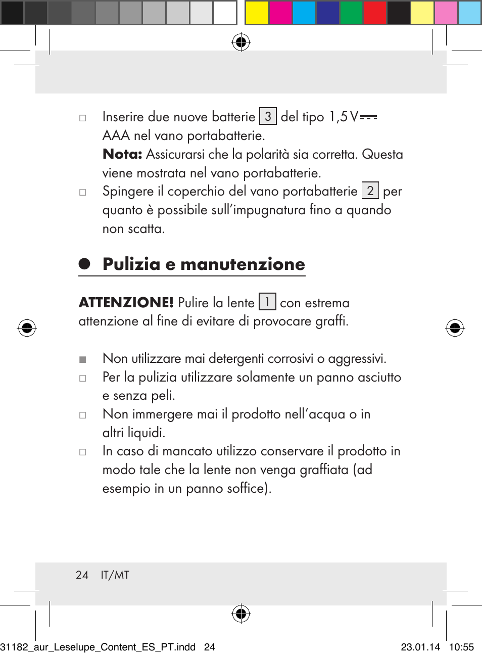 Pulizia e manutenzione | Auriol Z29652A User Manual | Page 24 / 63