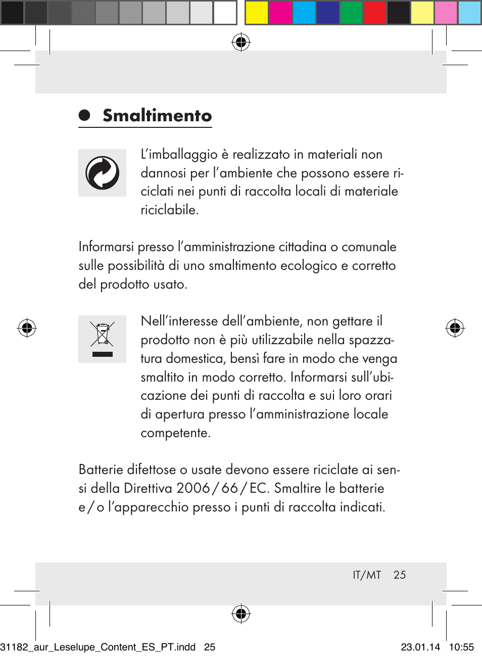 Smaltimento | Auriol Z29652A User Manual | Page 25 / 63