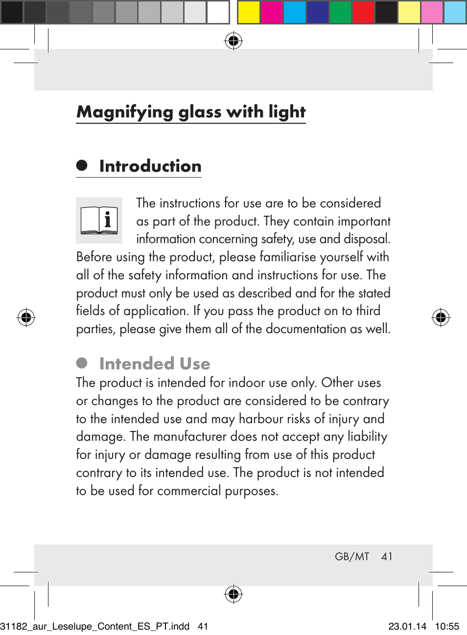 Magnifying glass with light, Introduction, Intended use | Auriol Z29652A User Manual | Page 41 / 63