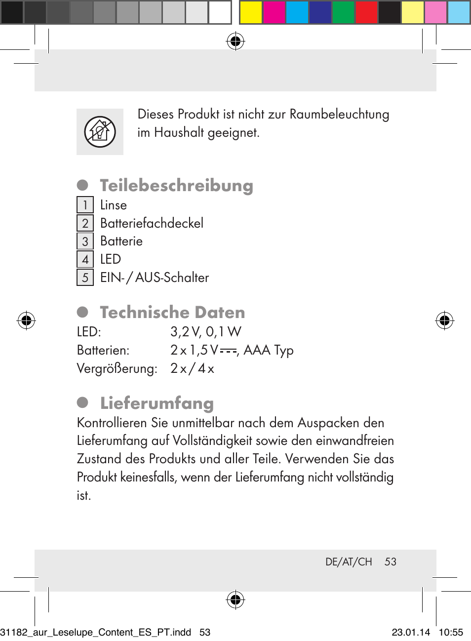 Teilebeschreibung, Technische daten, Lieferumfang | Auriol Z29652A User Manual | Page 53 / 63