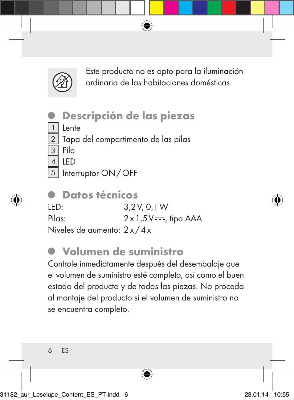 Descripción de las piezas, Datos técnicos, Volumen de suministro | Auriol Z29652A User Manual | Page 6 / 63