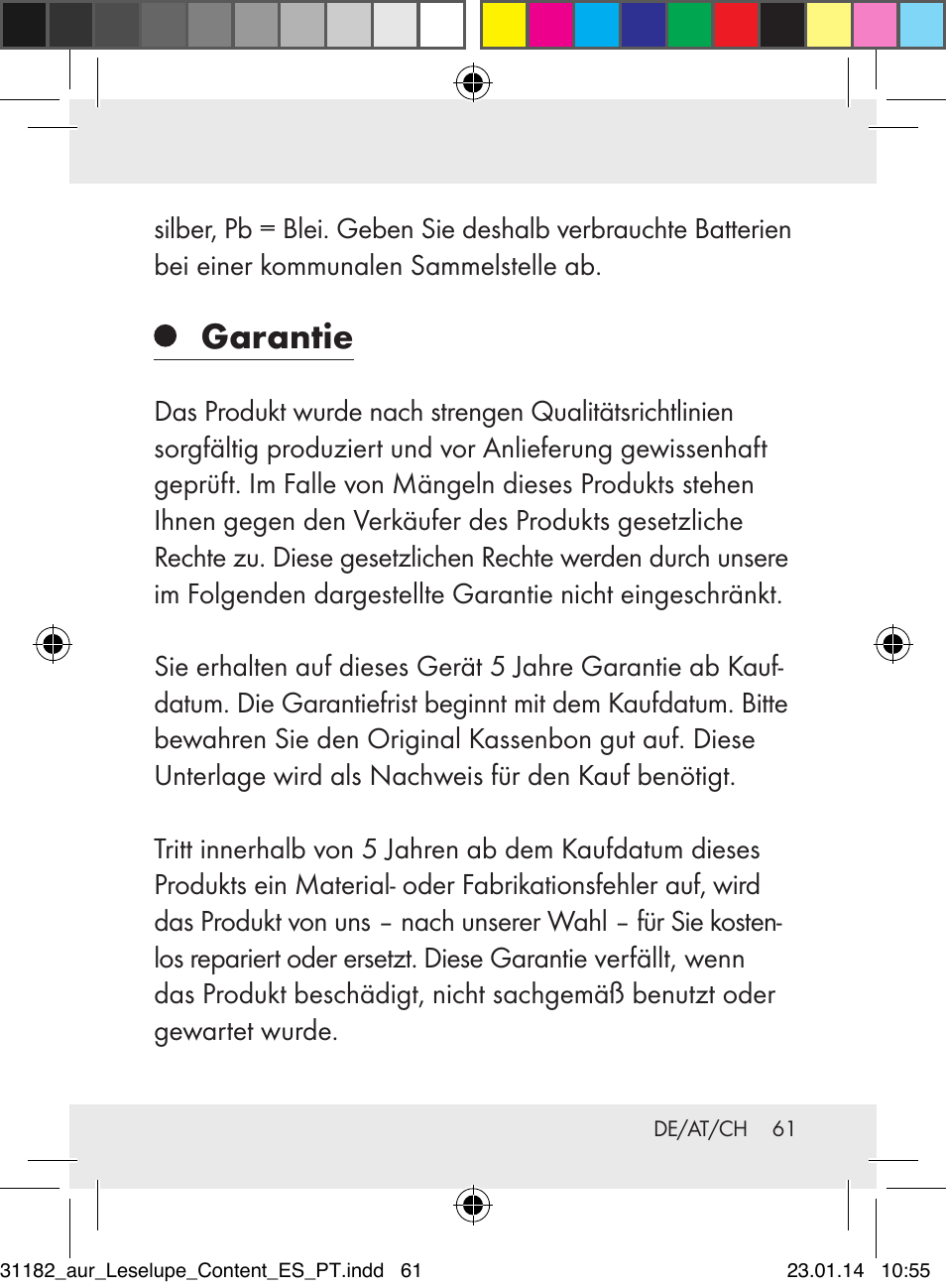 Garantie | Auriol Z29652A User Manual | Page 61 / 63