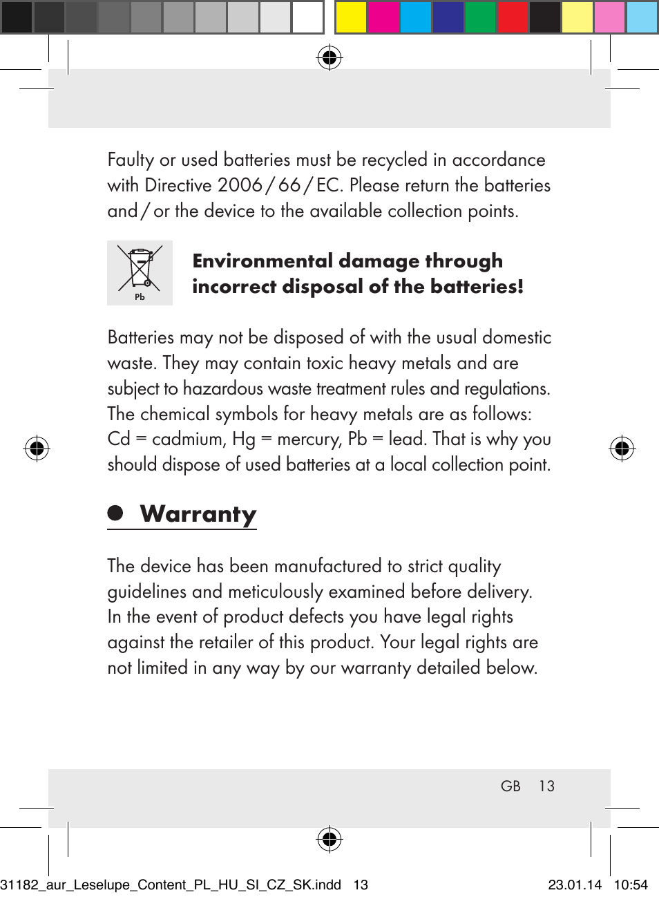 Warranty | Auriol Z29652A User Manual | Page 13 / 82