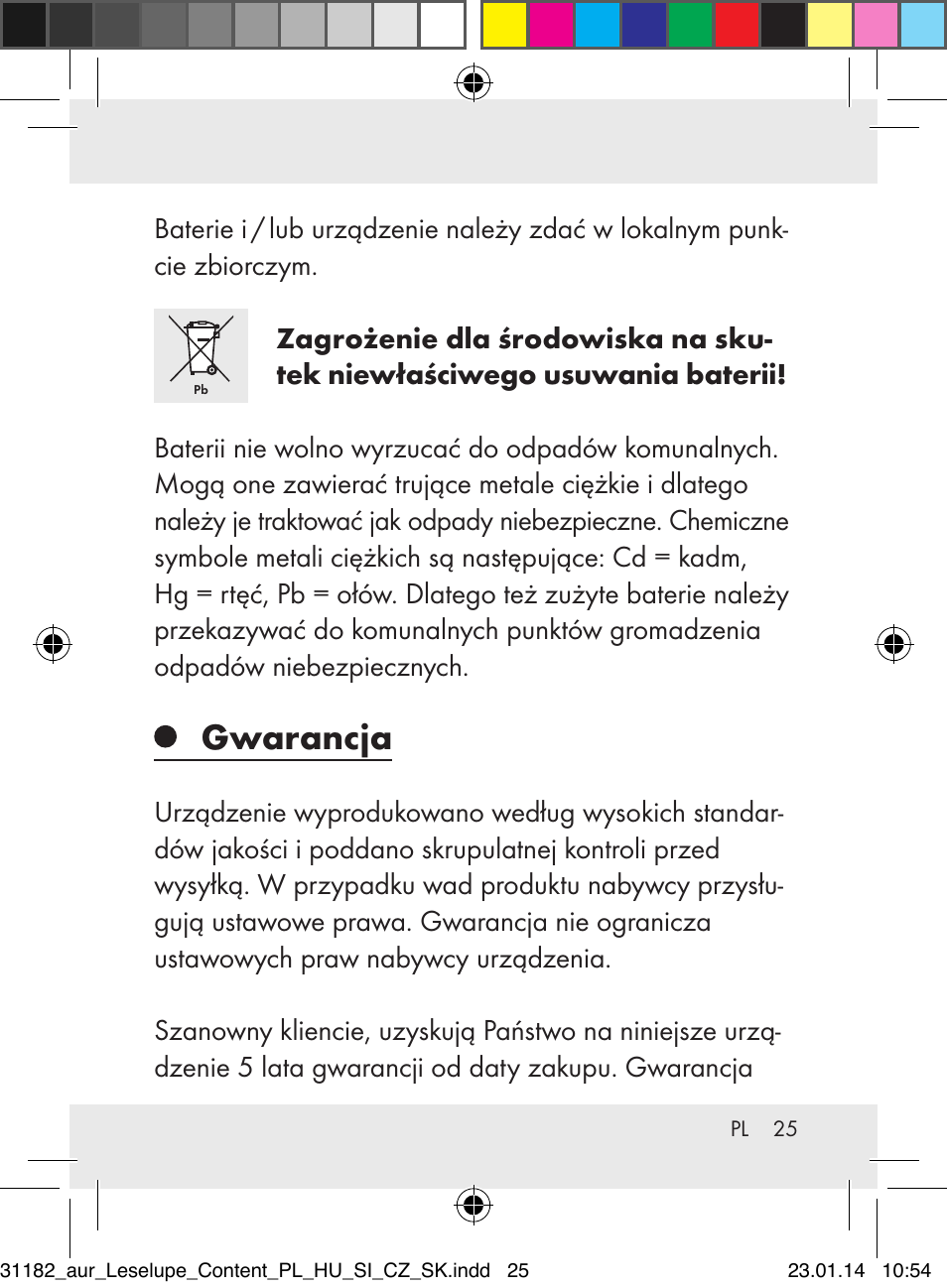 Gwarancja | Auriol Z29652A User Manual | Page 25 / 82
