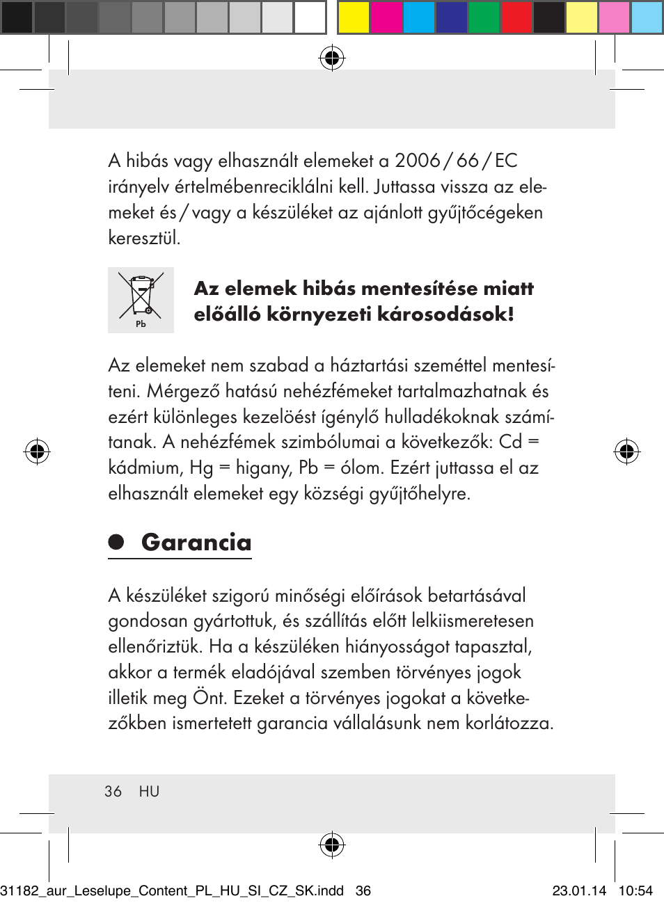 Garancia | Auriol Z29652A User Manual | Page 36 / 82