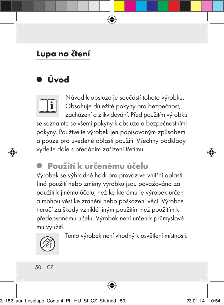 Lupa na čtení, Úvod, Použití k určenému účelu | Auriol Z29652A User Manual | Page 50 / 82