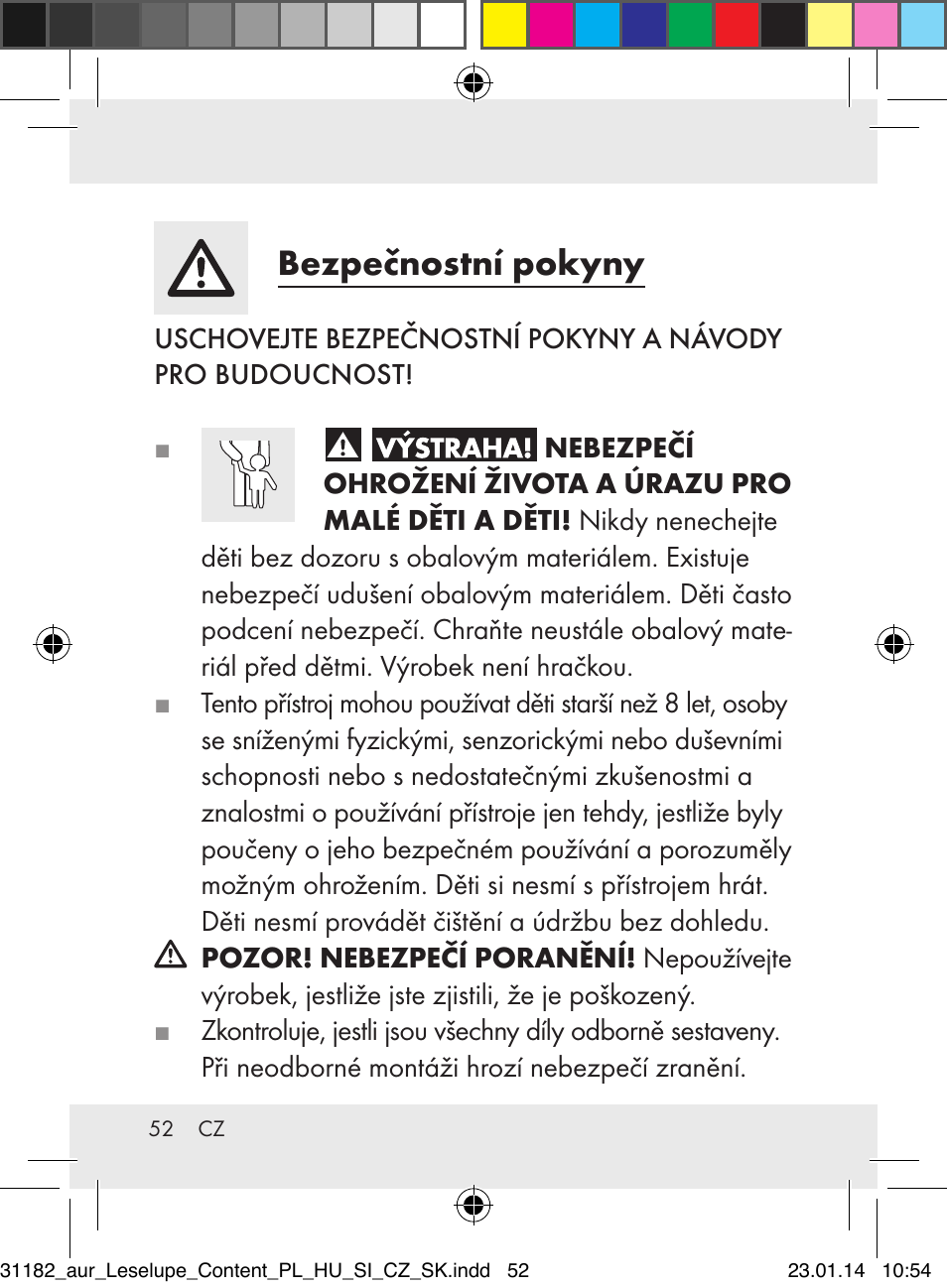Bezpečnostní pokyny | Auriol Z29652A User Manual | Page 52 / 82