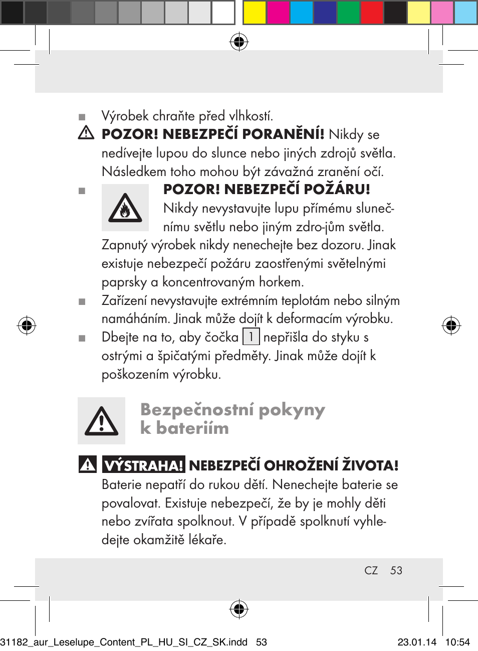 Bezpečnostní pokyny k bateriím | Auriol Z29652A User Manual | Page 53 / 82
