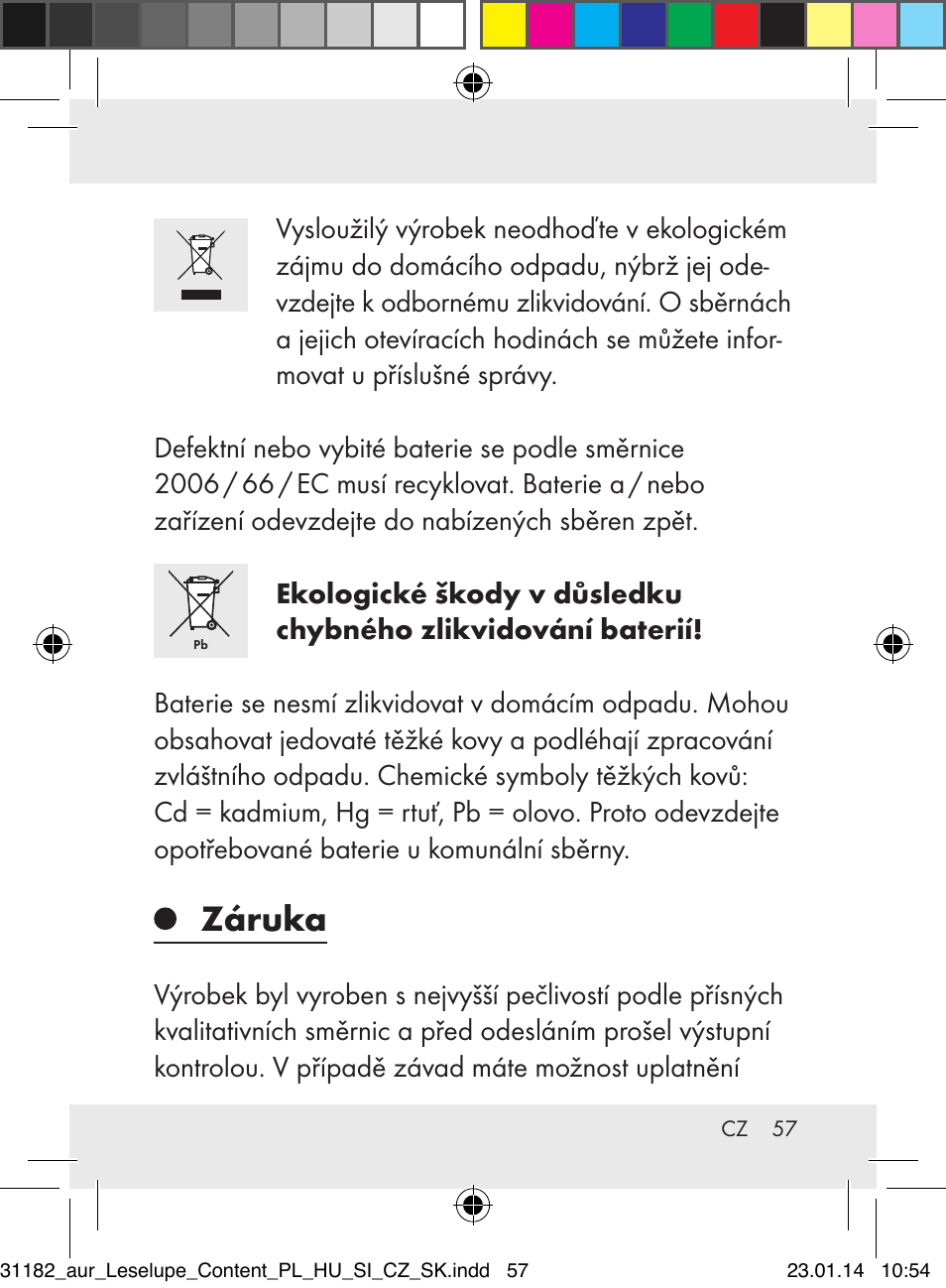 Záruka | Auriol Z29652A User Manual | Page 57 / 82
