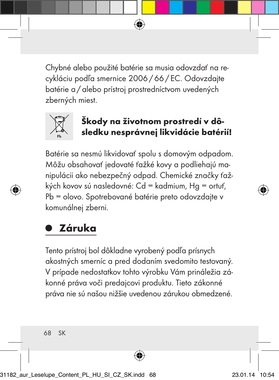 Záruka | Auriol Z29652A User Manual | Page 68 / 82