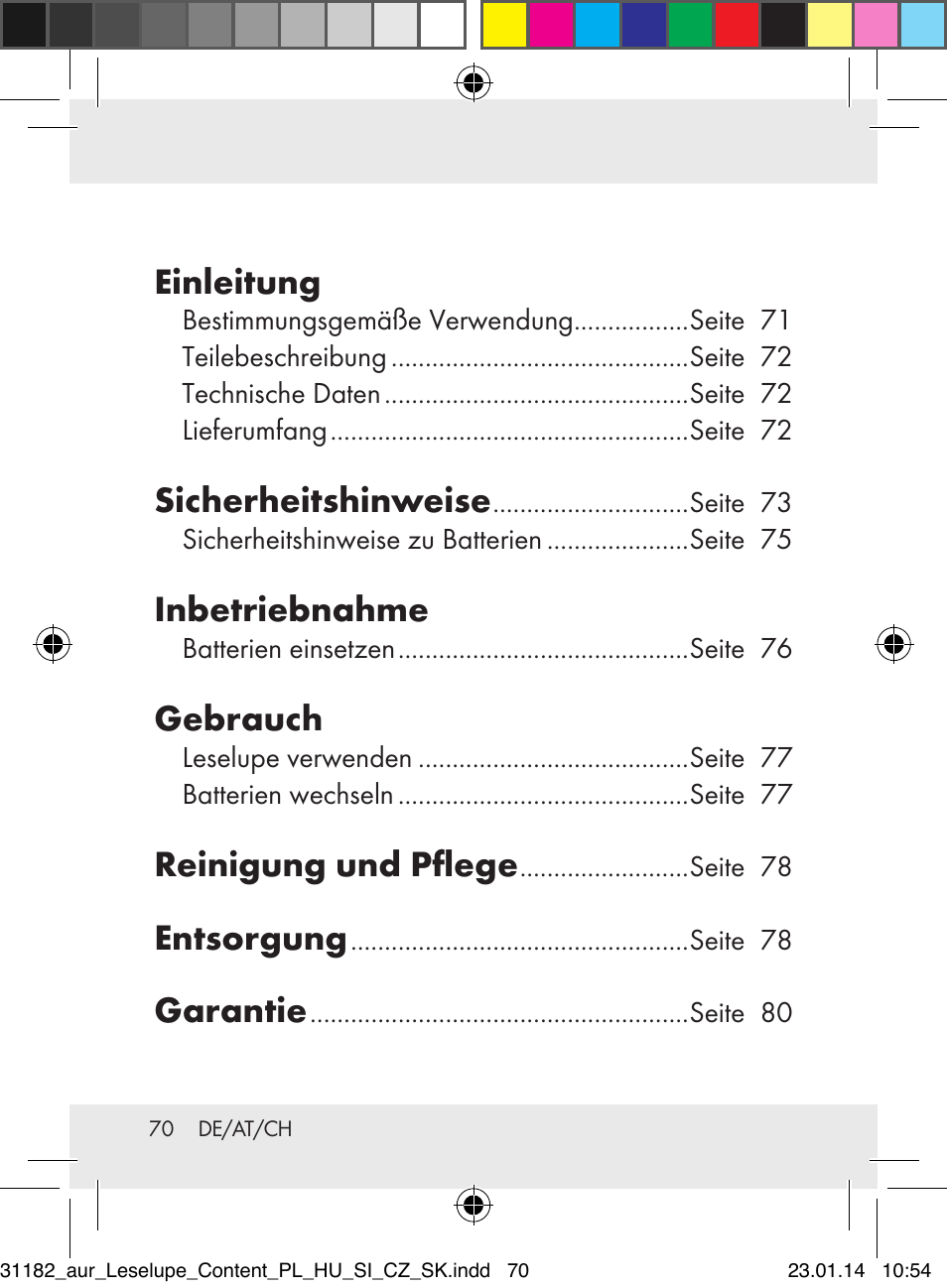 Einleitung, Sicherheitshinweise, Inbetriebnahme | Gebrauch, Reinigung und pflege, Entsorgung, Garantie | Auriol Z29652A User Manual | Page 70 / 82