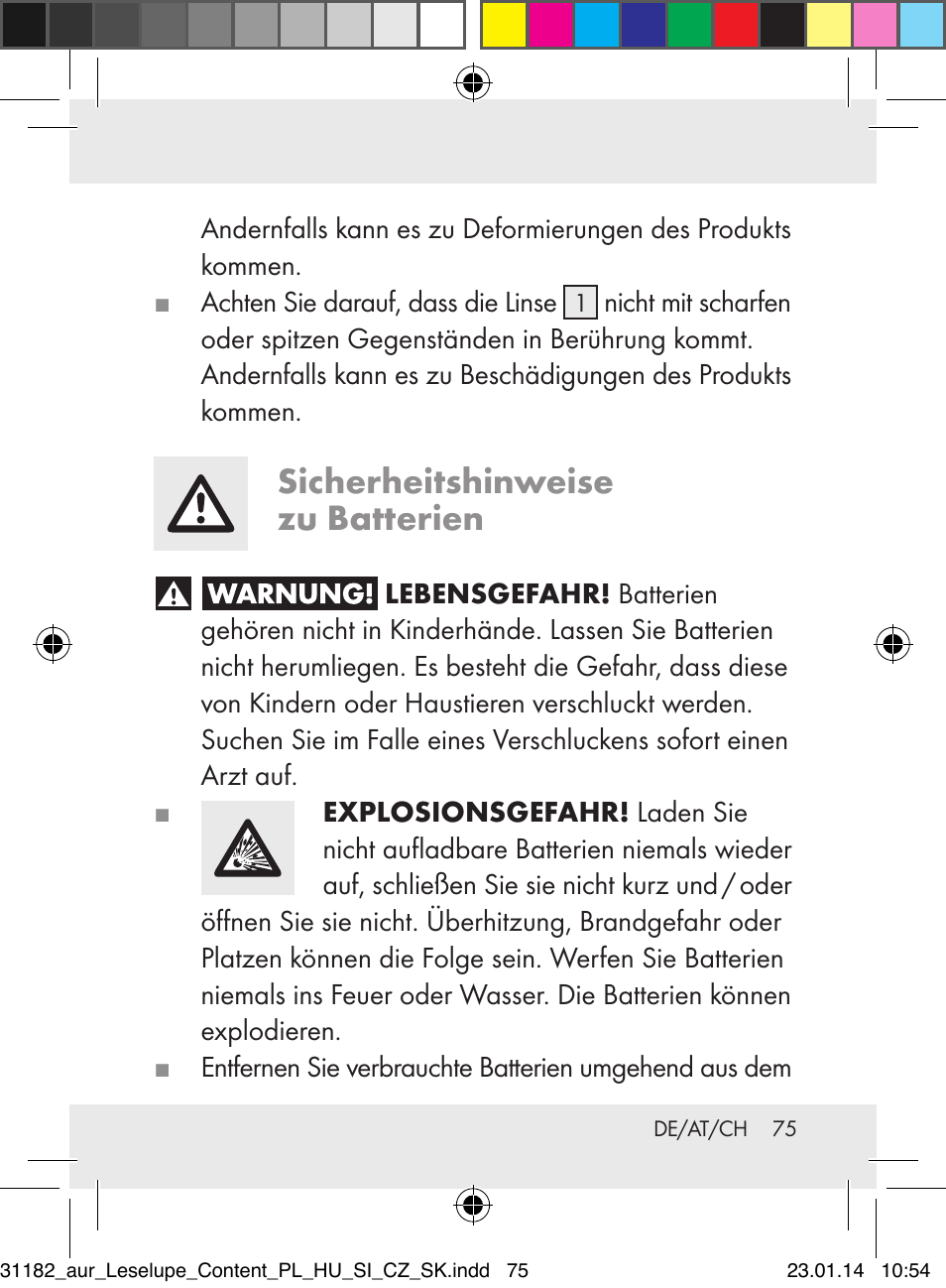 Sicherheitshinweise zu batterien | Auriol Z29652A User Manual | Page 75 / 82