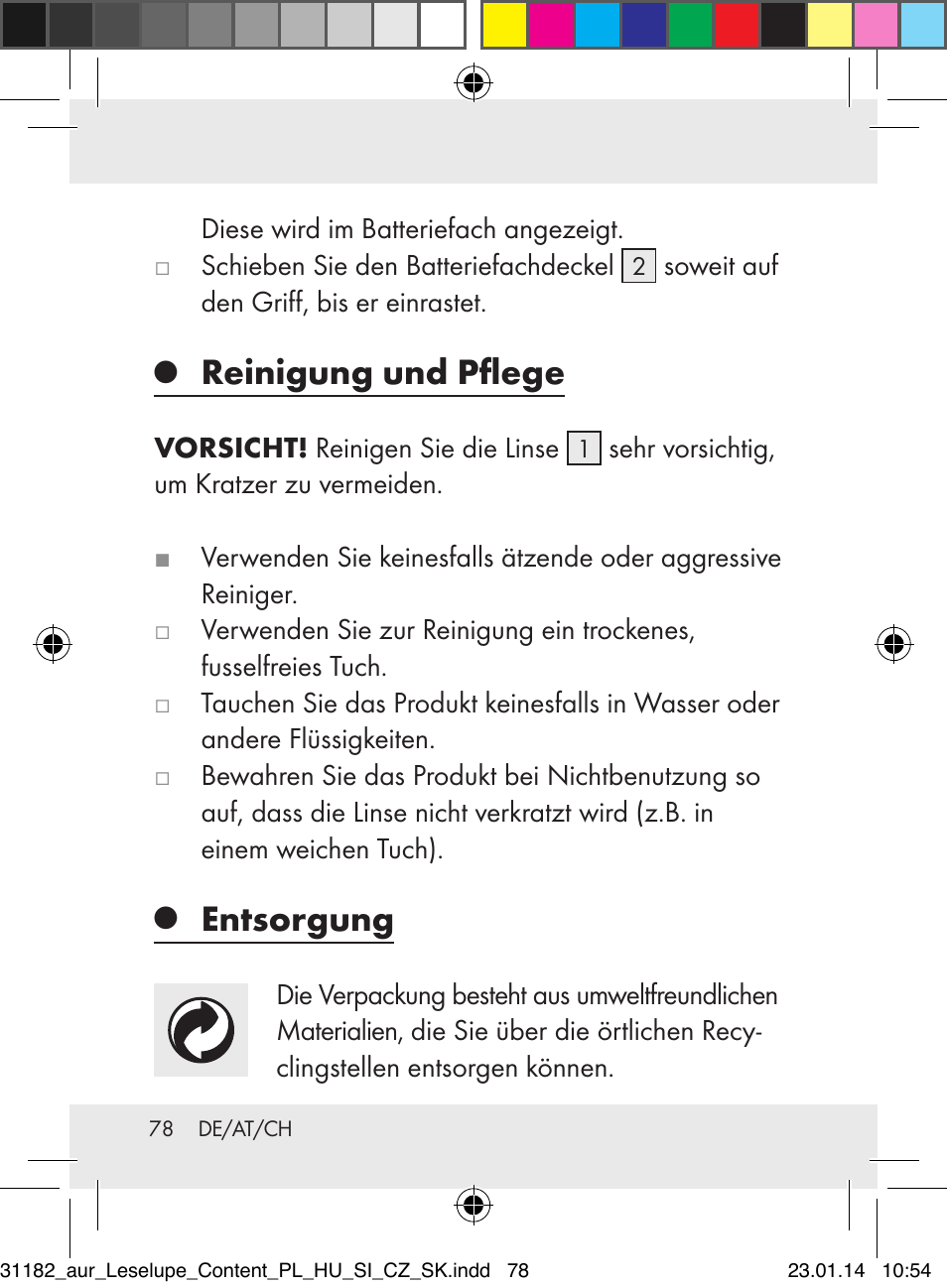 Reinigung und pflege, Entsorgung | Auriol Z29652A User Manual | Page 78 / 82