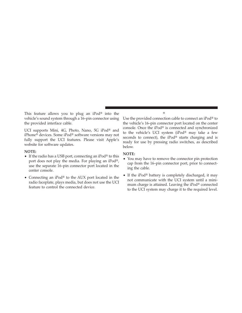 Connecting the ipod | Dodge 2010 Challenger User Manual | Page 215 / 469