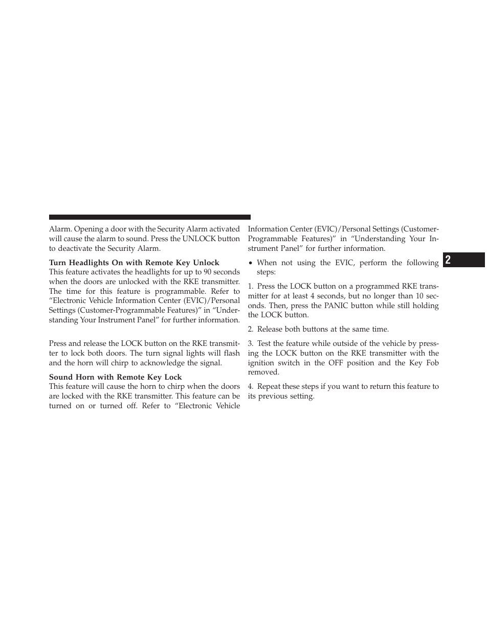 To lock the doors | Dodge 2010 Challenger User Manual | Page 24 / 469