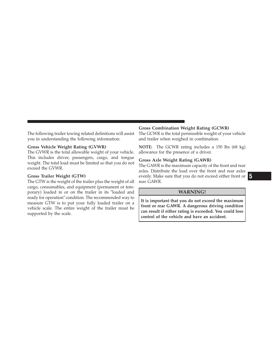 Common towing definitions | Dodge 2010 Challenger User Manual | Page 322 / 469