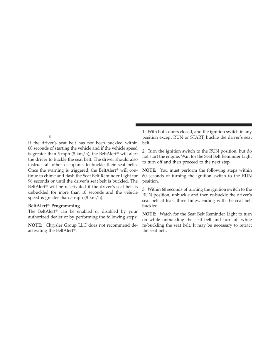 Enhanced seat belt use reminder system (beltalert), Enhanced seat belt use reminder system, Beltalert | Dodge 2010 Challenger User Manual | Page 45 / 469