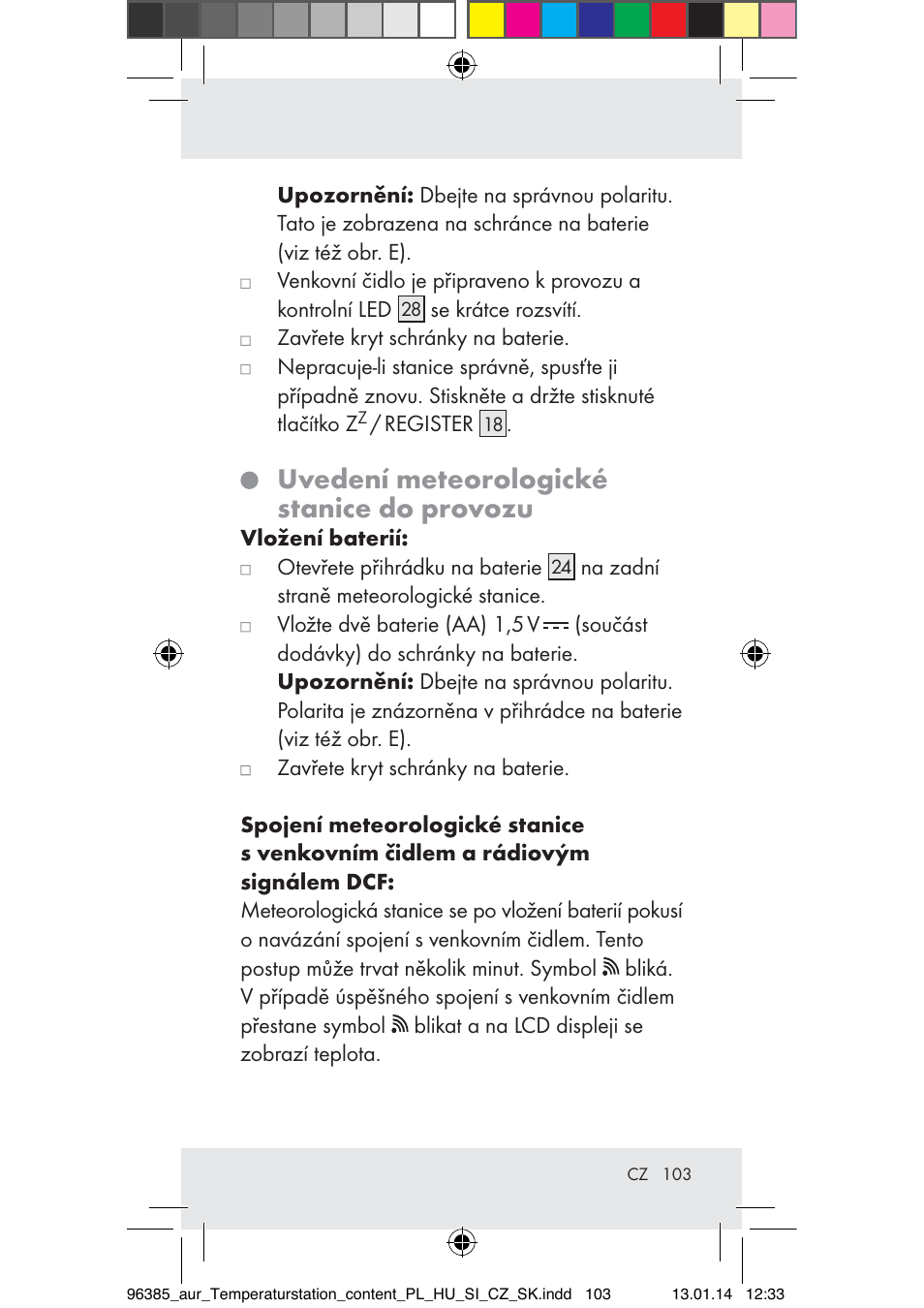 Uvedení meteorologické stanice do provozu | Auriol Z31743A_B User Manual | Page 103 / 159