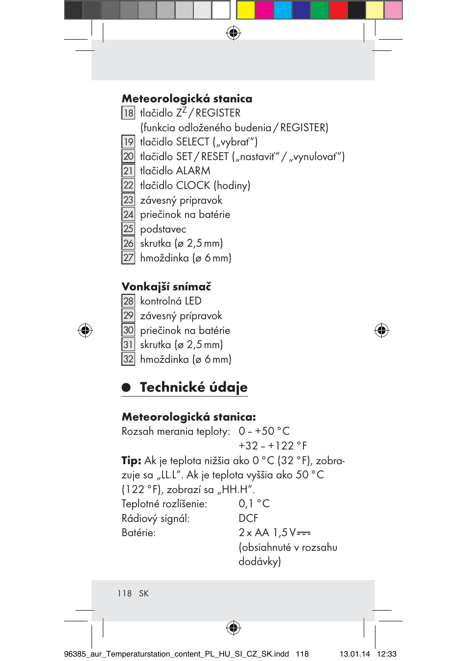 Technické údaje | Auriol Z31743A_B User Manual | Page 118 / 159