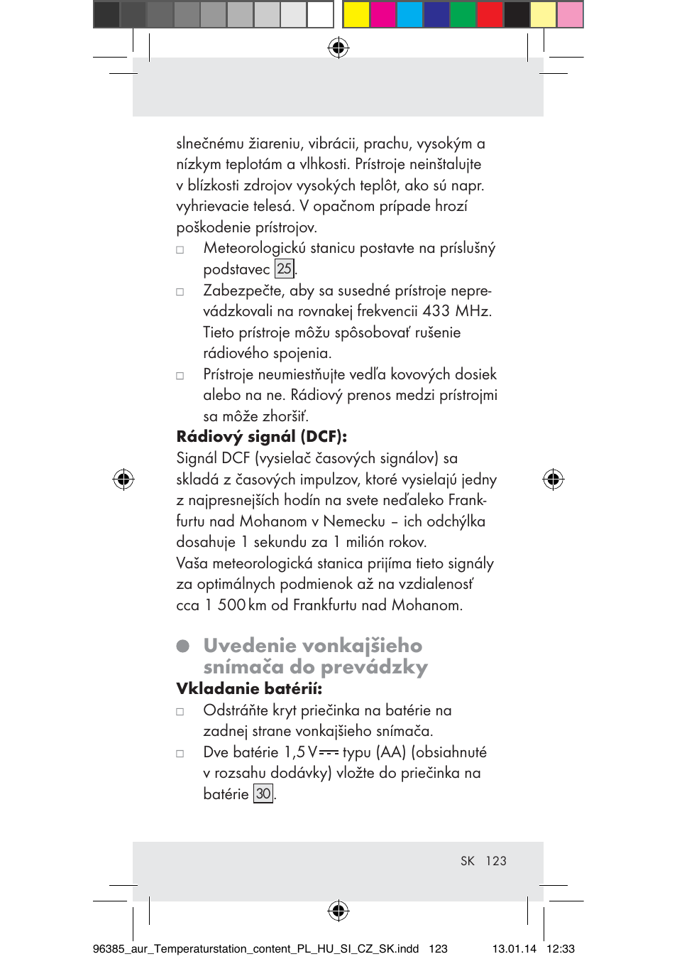 Uvedenie vonkajšieho snímača do prevádzky | Auriol Z31743A_B User Manual | Page 123 / 159
