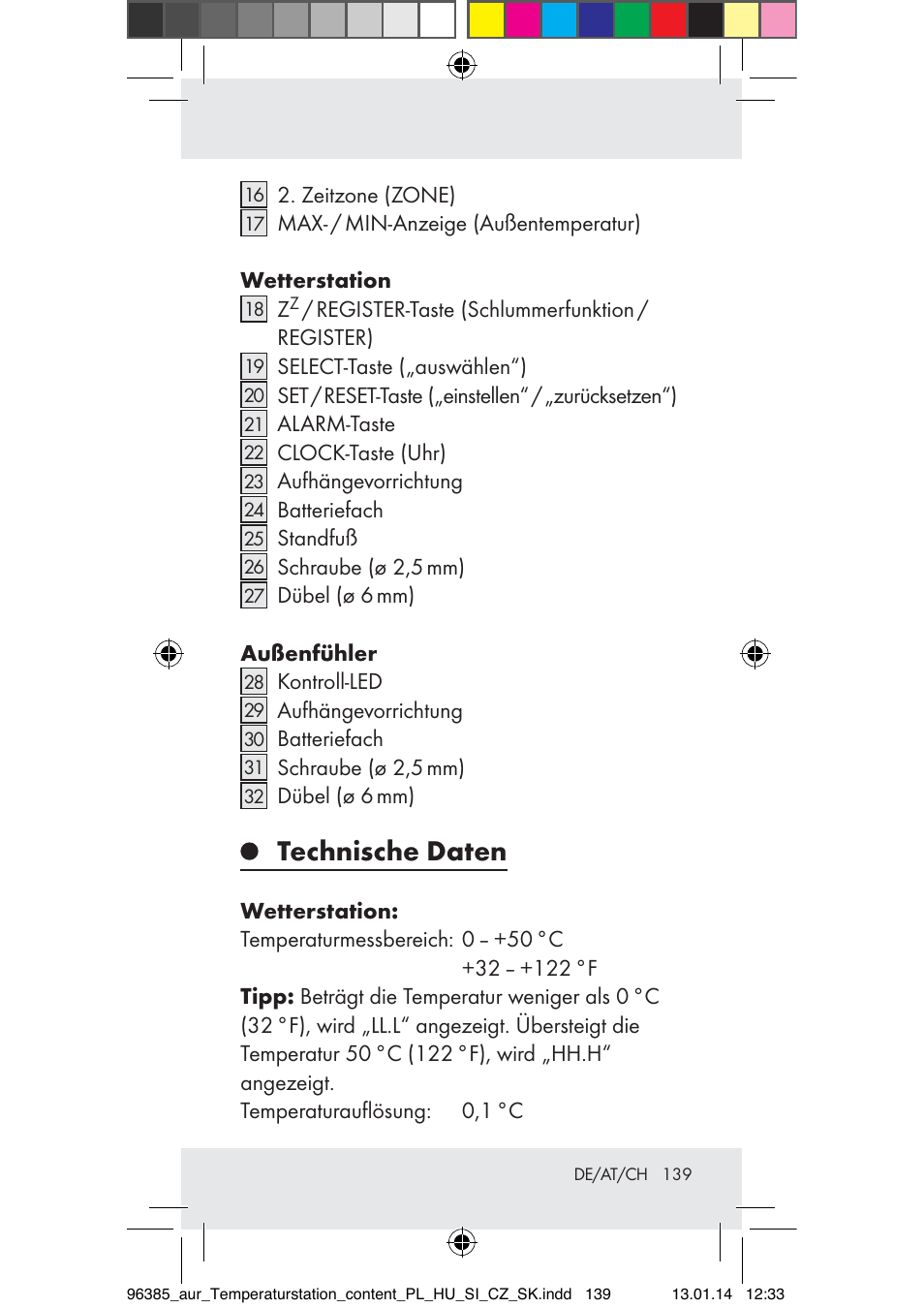 Technische daten | Auriol Z31743A_B User Manual | Page 139 / 159