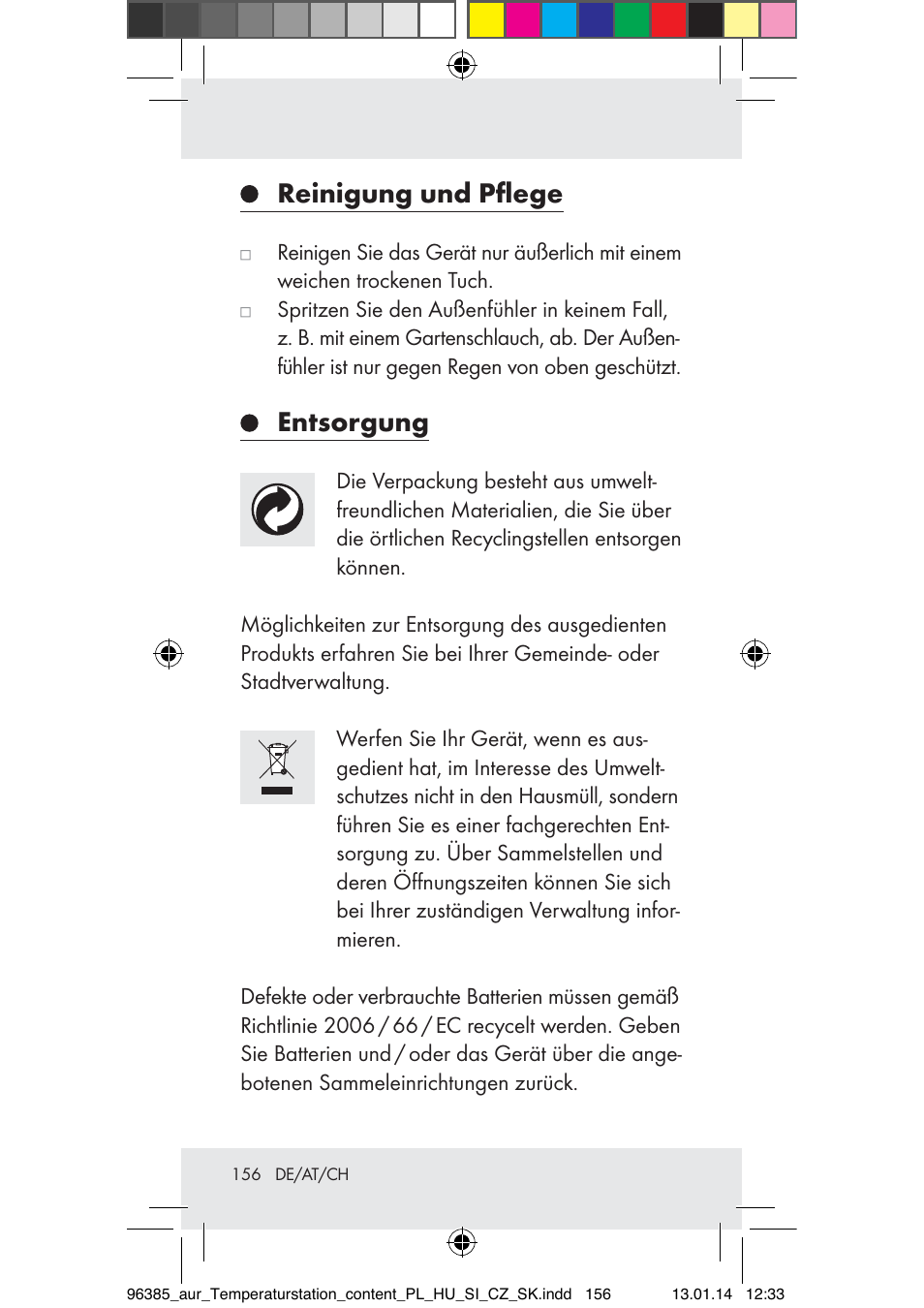 Reinigung und pﬂege, Entsorgung | Auriol Z31743A_B User Manual | Page 156 / 159