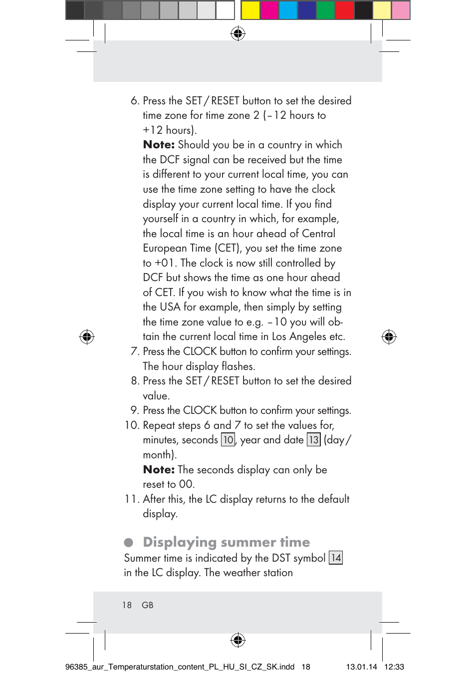 Displaying summer time | Auriol Z31743A_B User Manual | Page 18 / 159