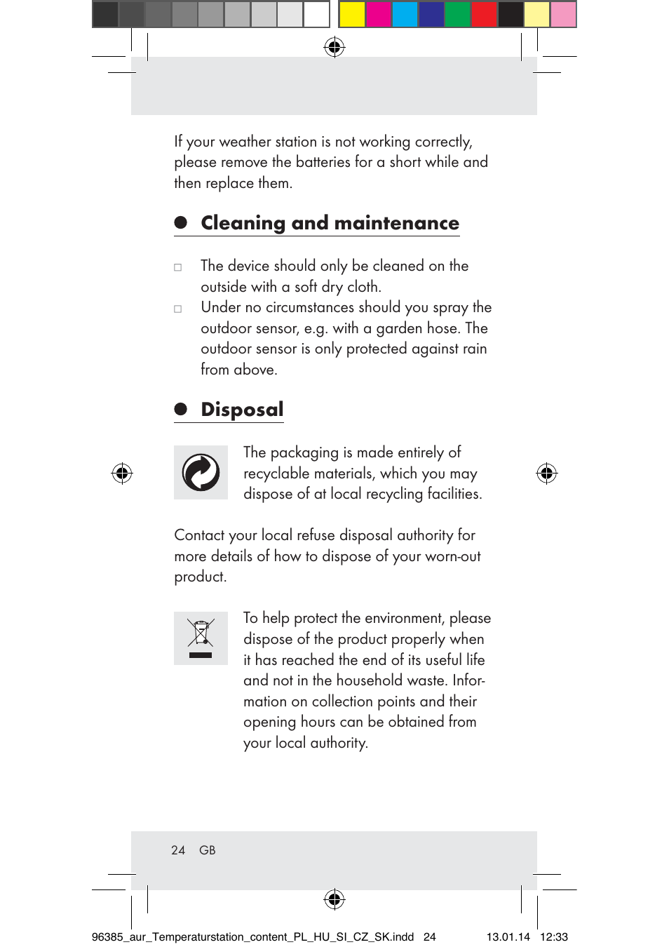 Cleaning and maintenance, Disposal | Auriol Z31743A_B User Manual | Page 24 / 159