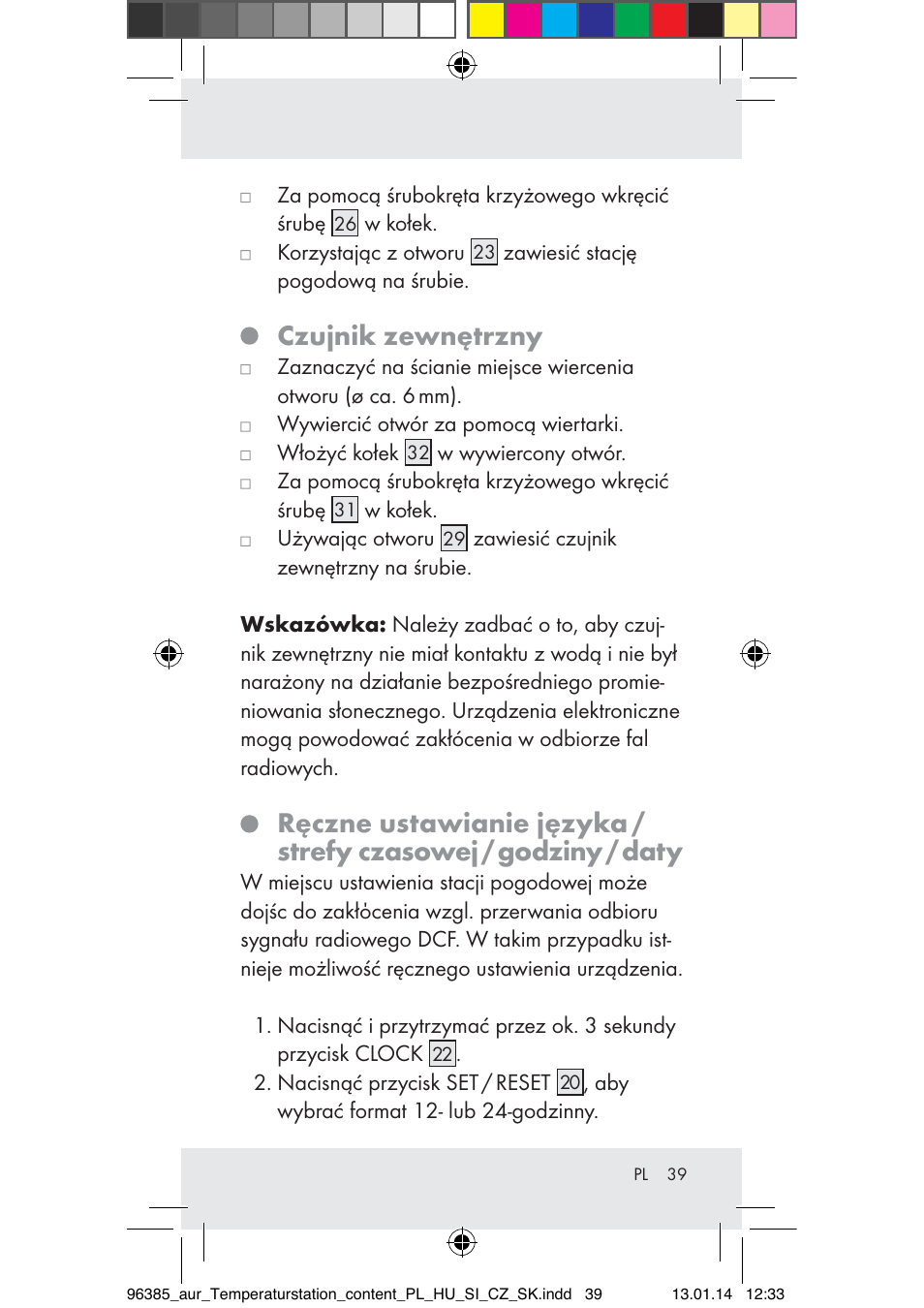 Czujnik zewnętrzny | Auriol Z31743A_B User Manual | Page 39 / 159
