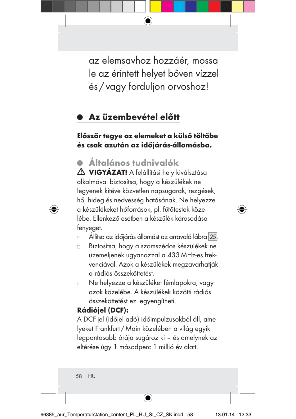 Az üzembevétel előtt, Általános tudnivalók | Auriol Z31743A_B User Manual | Page 58 / 159