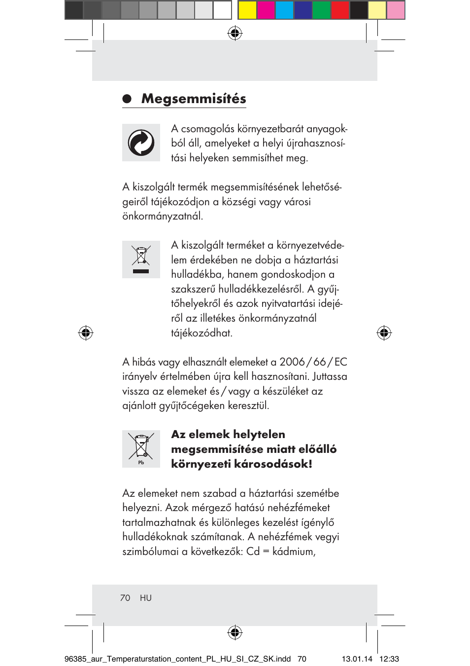 Megsemmisítés | Auriol Z31743A_B User Manual | Page 70 / 159