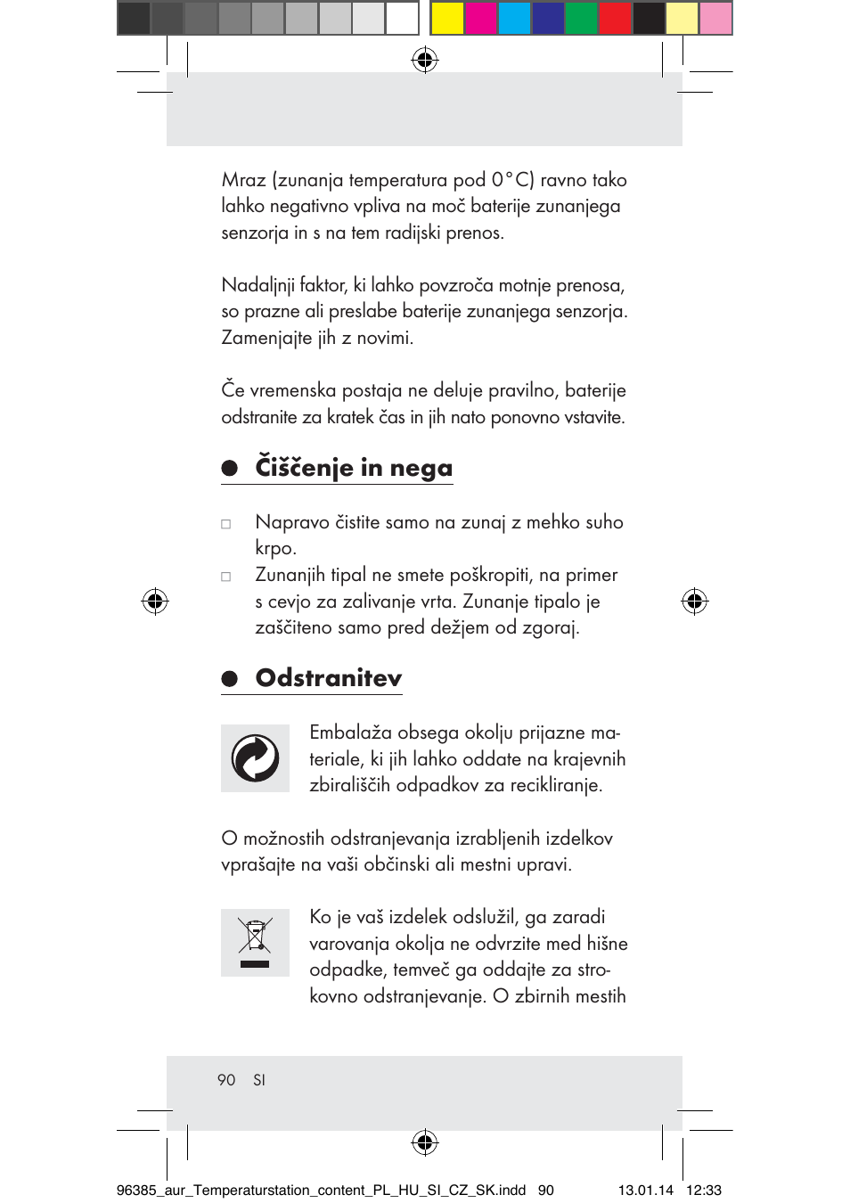Čiščenje in nega, Odstranitev | Auriol Z31743A_B User Manual | Page 90 / 159