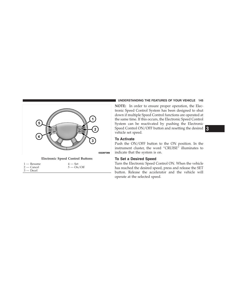 To activate, To set a desired speed | Dodge 2011 Dakota User Manual | Page 146 / 454