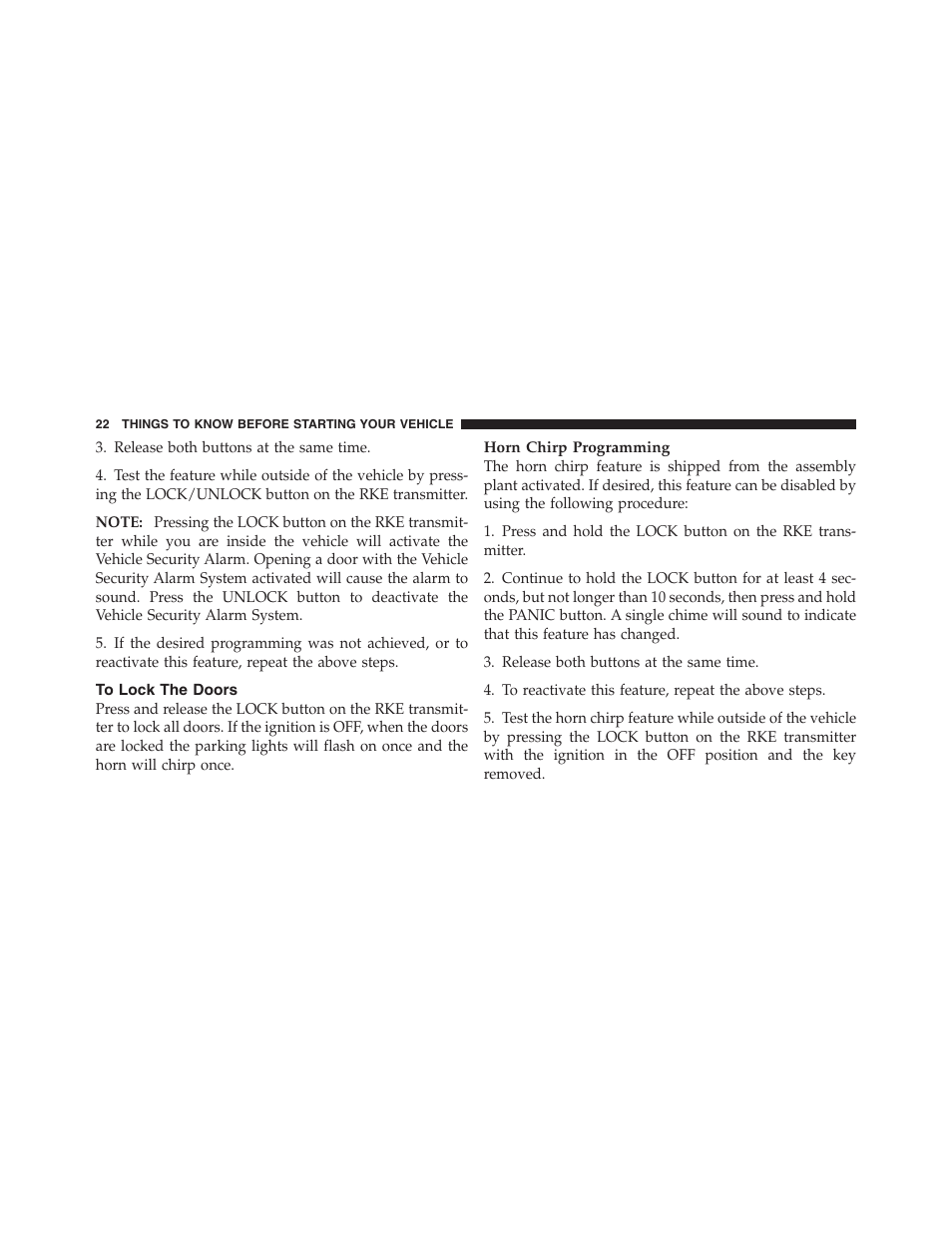 To lock the doors | Dodge 2011 Dakota User Manual | Page 23 / 454