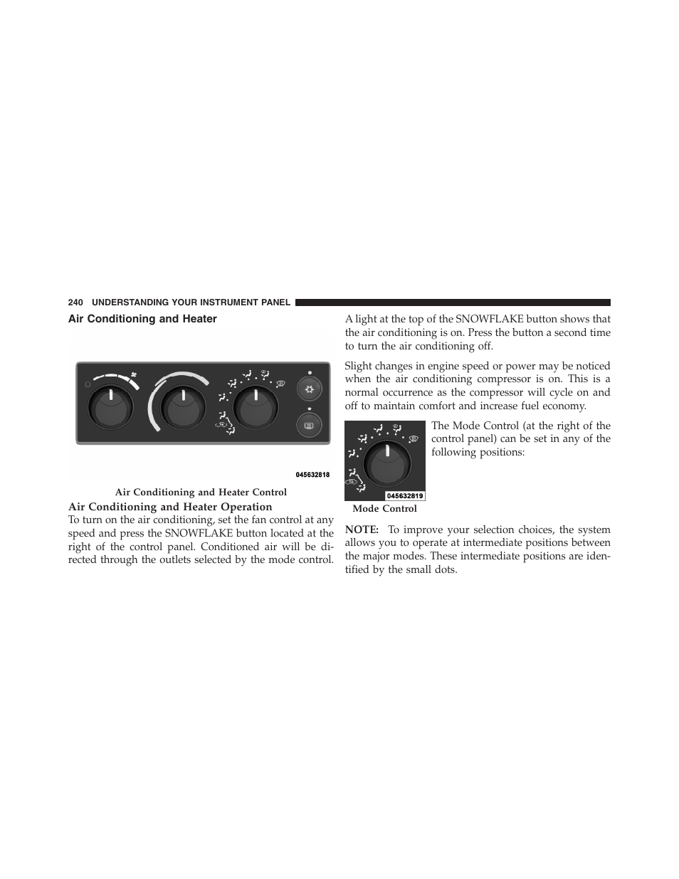 Air conditioning and heater | Dodge 2011 Dakota User Manual | Page 241 / 454