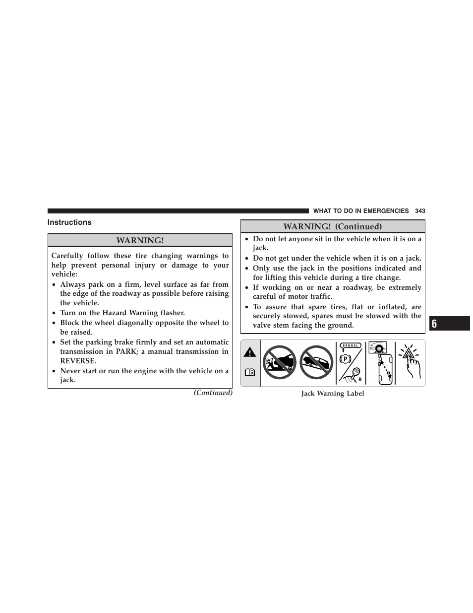 Instructions | Dodge 2011 Dakota User Manual | Page 344 / 454