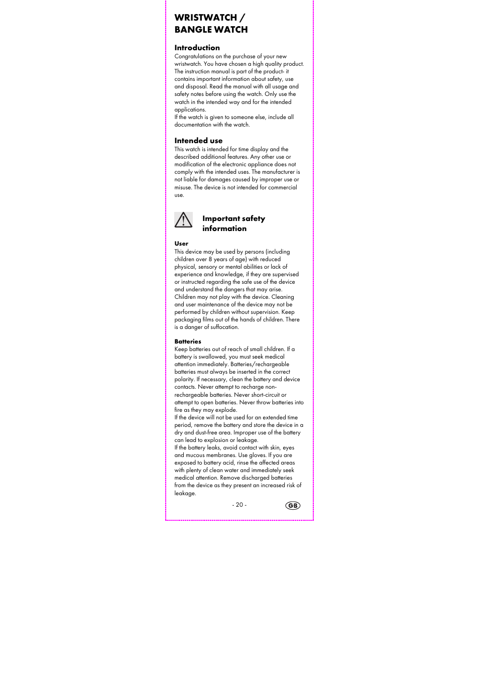 Wristwatch / bangle watch | Auriol 2-LD3915-1-4 User Manual | Page 22 / 26