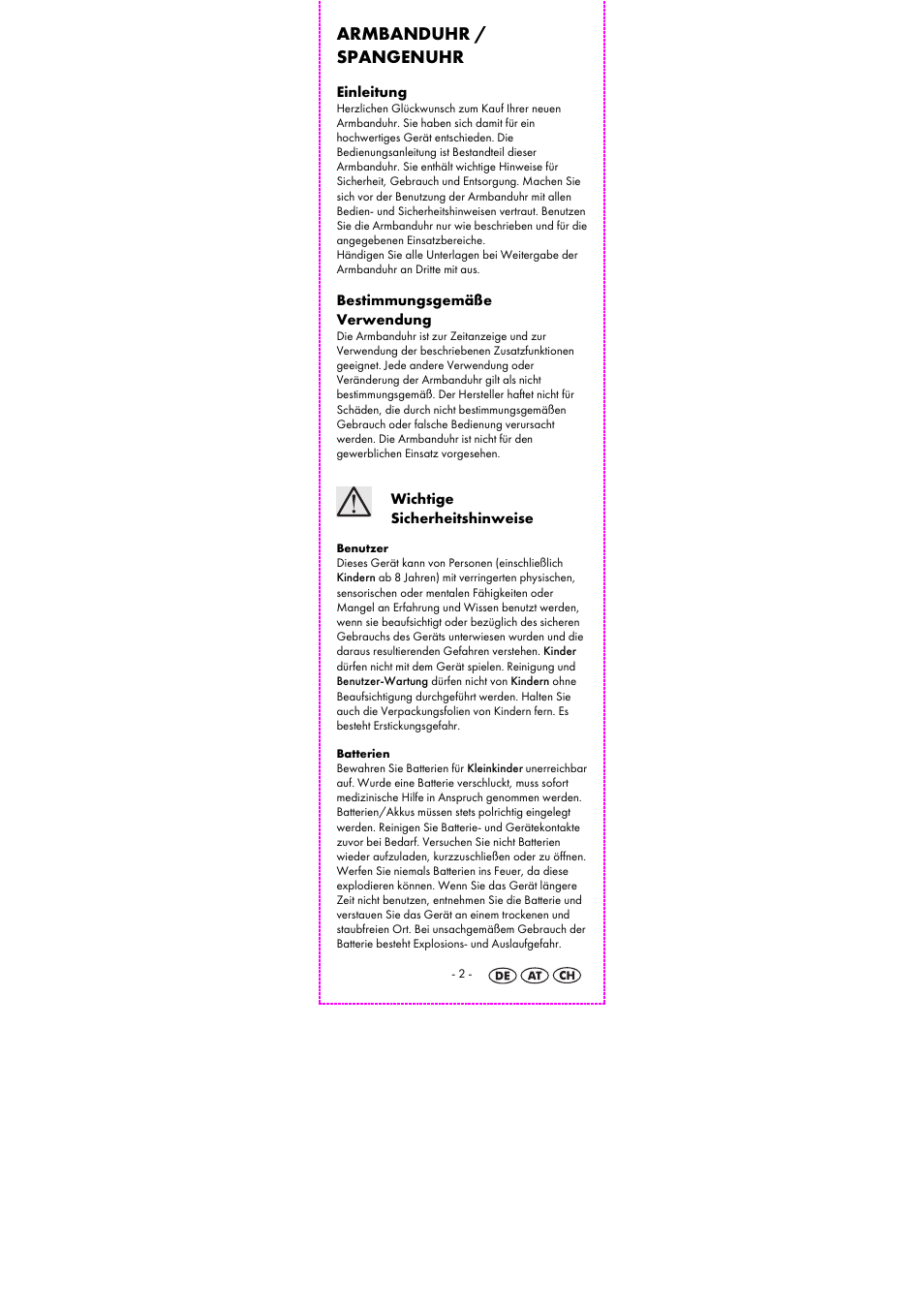 Armbanduhr / spangenuhr | Auriol 2-LD3915-1-4 User Manual | Page 4 / 26