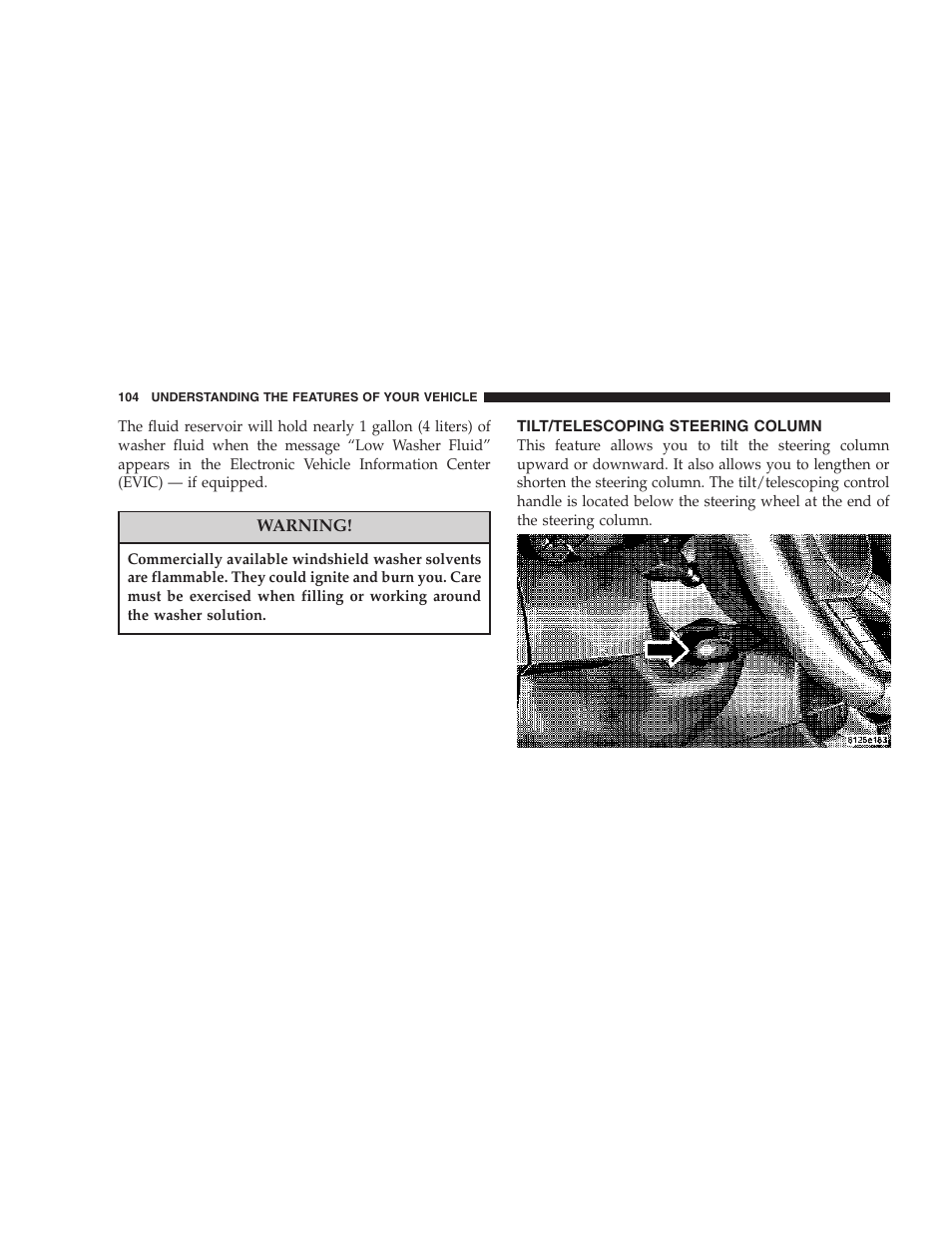 Tilt/telescoping steering column | Dodge 2007 Magnum User Manual | Page 104 / 400