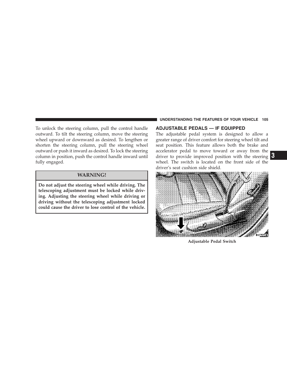 Adjustable pedals — if equipped | Dodge 2007 Magnum User Manual | Page 105 / 400