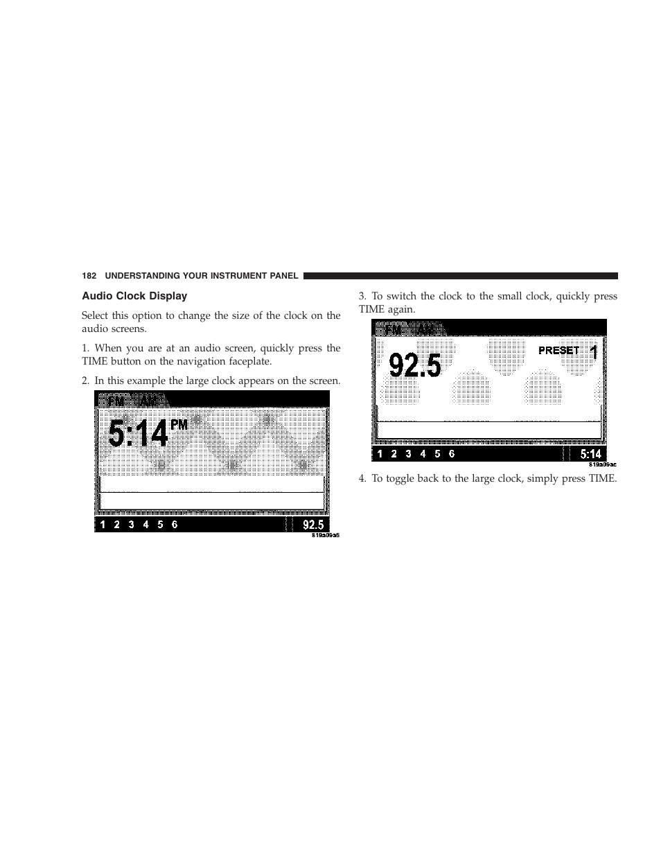 Audio clock display | Dodge 2007 Magnum User Manual | Page 182 / 400