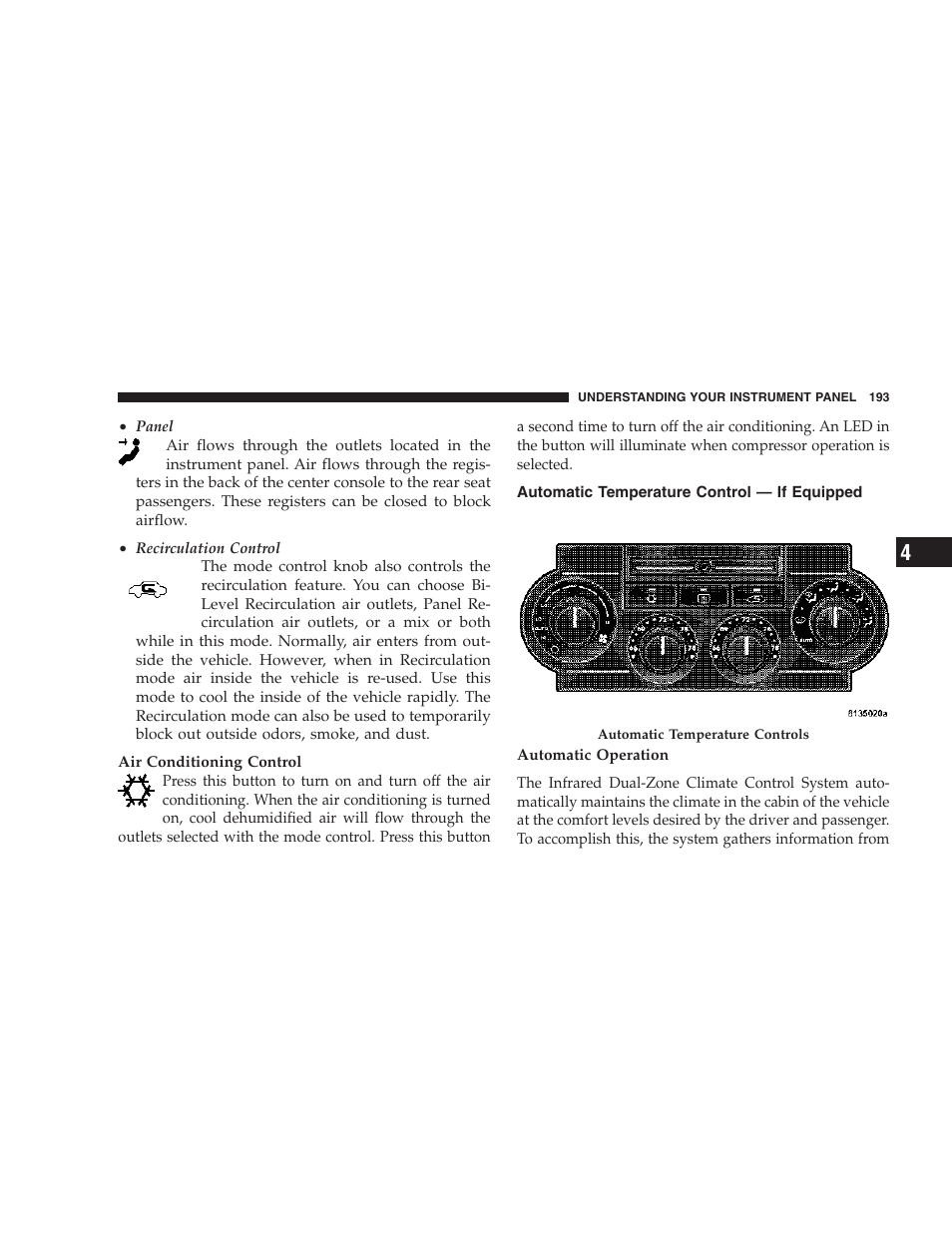 Automatic temperature control — if, Equipped | Dodge 2007 Magnum User Manual | Page 193 / 400