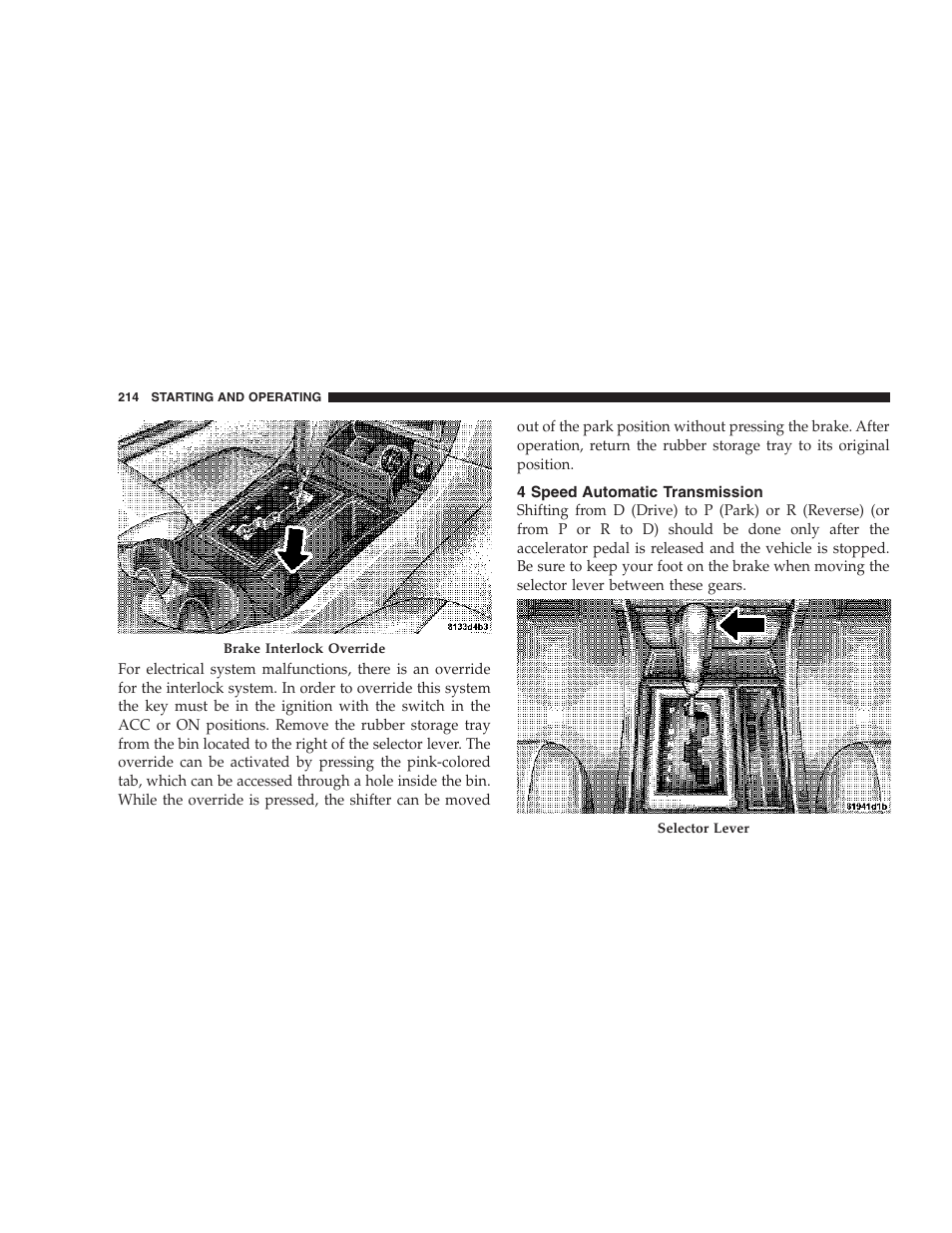 4 speed automatic transmission | Dodge 2007 Magnum User Manual | Page 214 / 400